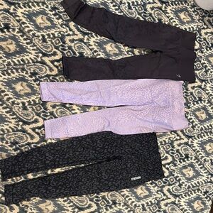 Kids Printed Leggings Set - Black and Purple